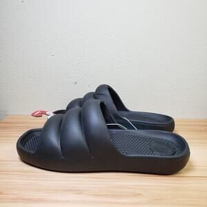 Totes Womens 10 Everywear Puffy Slide Sandals Solid Black Lightweight Waterproof